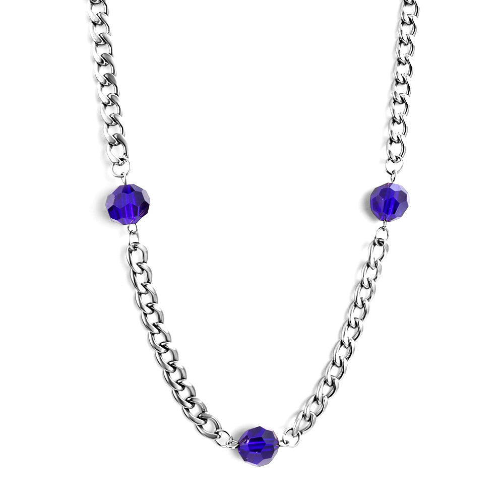New Fashion 3 Irregular Round Dark Blue Diamonds Necklace