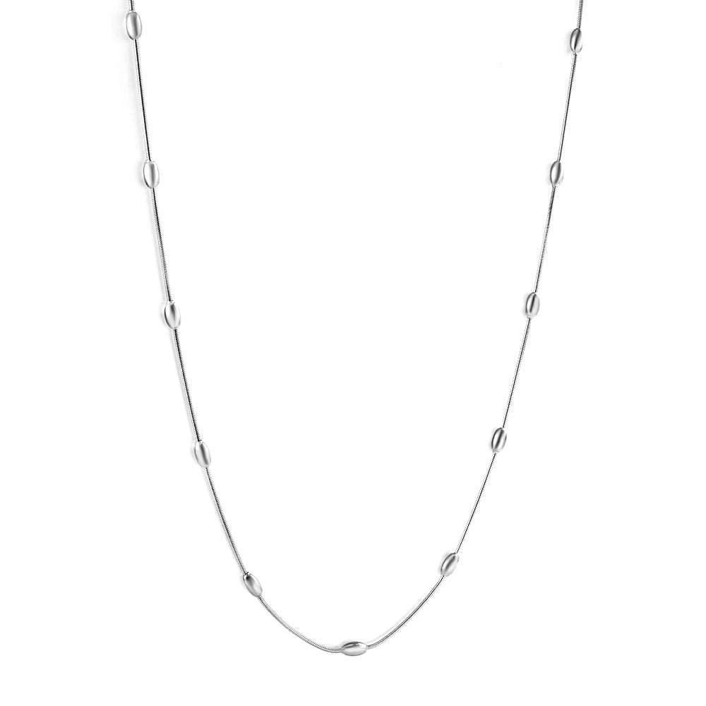 New Stainless Steel Fashion 11 Oval Steel Beads Necklace