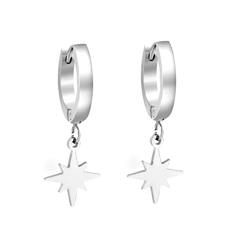 2023 New 1.6x11mm Circle with Lucky Star Earrings