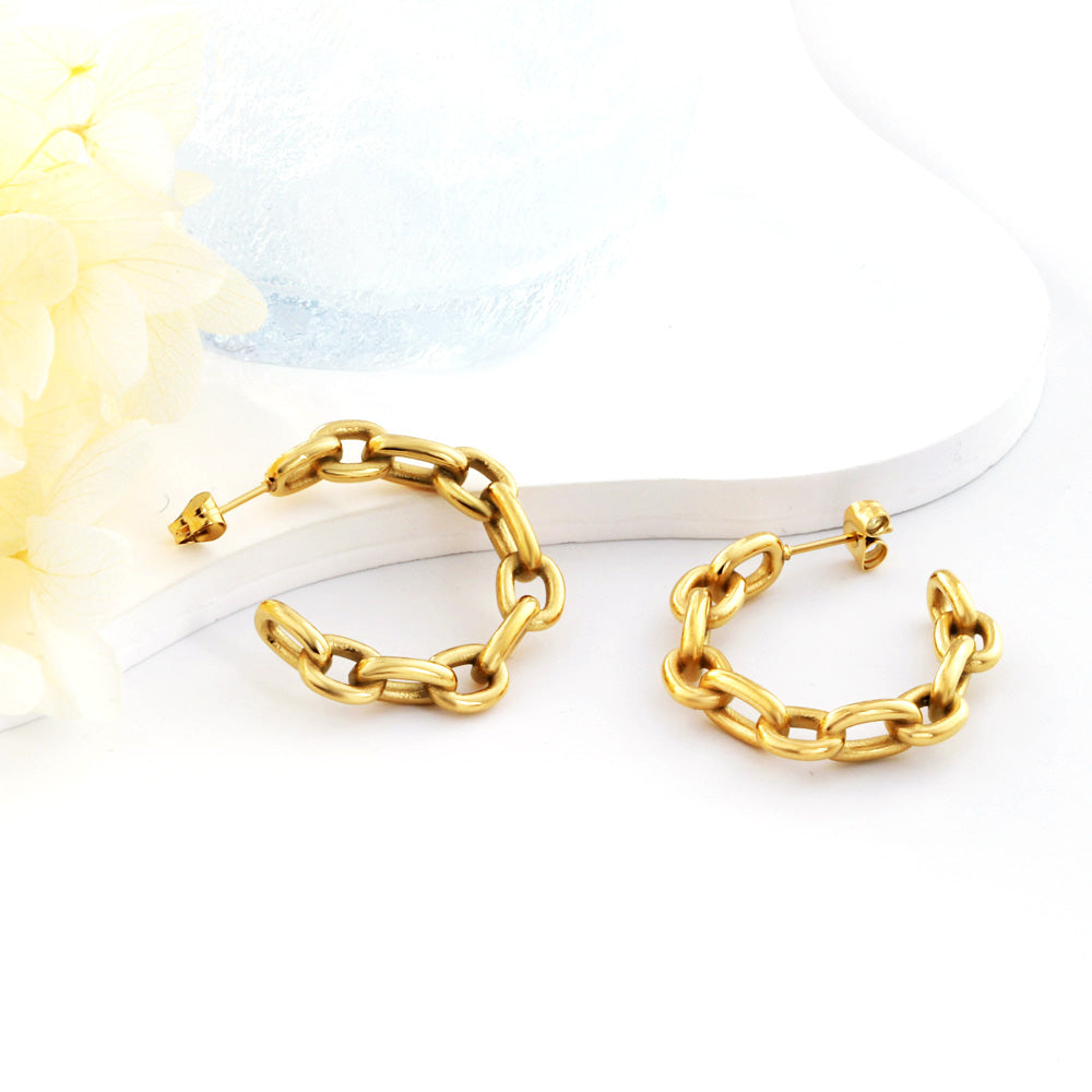 New Open Half Round Chain Earrings For Women