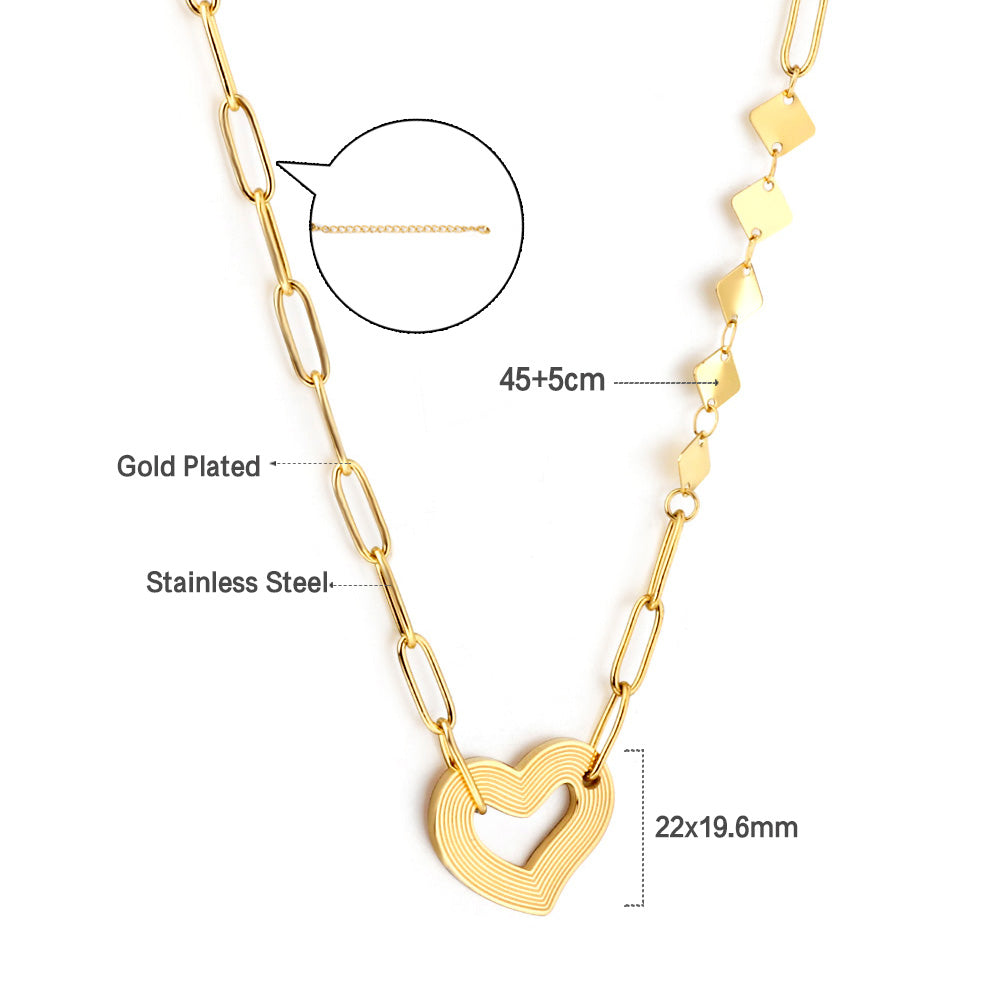 New Heart-shaped Cutout Accessories + 5 Square Accessories Necklace