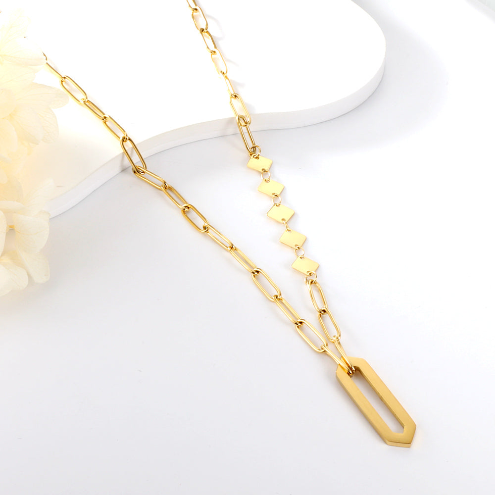 New Rhombus Cutout Accessories + 5 Square Accessories Necklace