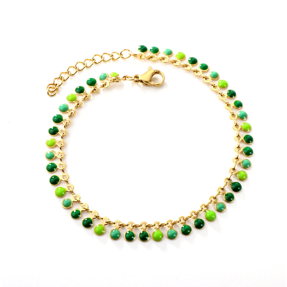 New 18+3cm Deep and Light Blue Red Green Purple Round Drip Oil Bracelet