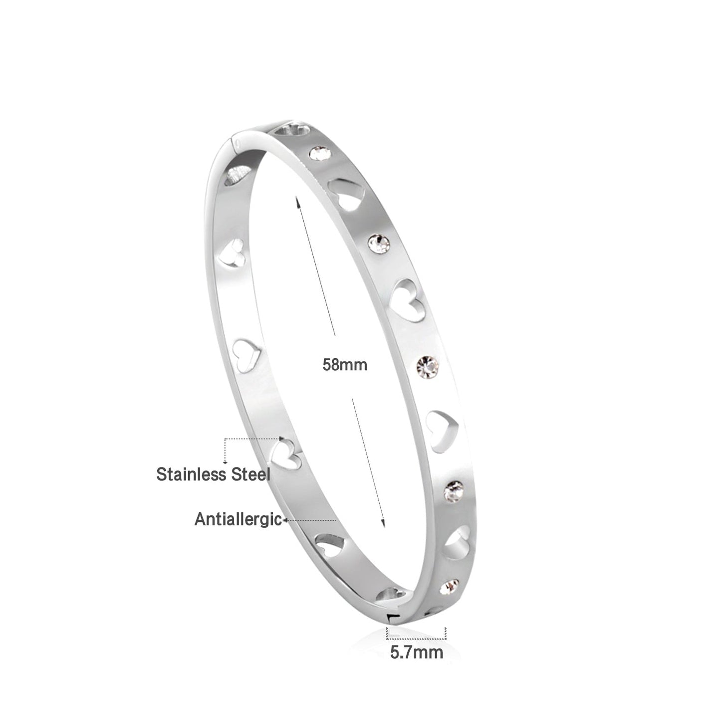 New Fashion Steel Color With Diamonds Hard Bracelet For Women