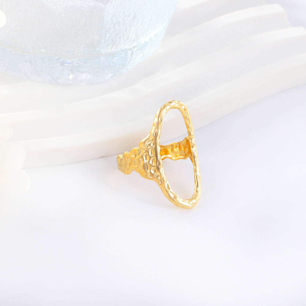 Wholesale 2025 New Fashion Stainless Steel 18k Gold Plated Oval Shape Ring For Women