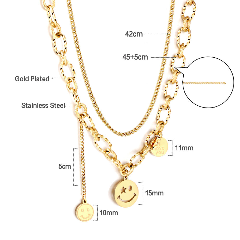 Three Round Accessories Pendant+With Chain Double Chain Necklace