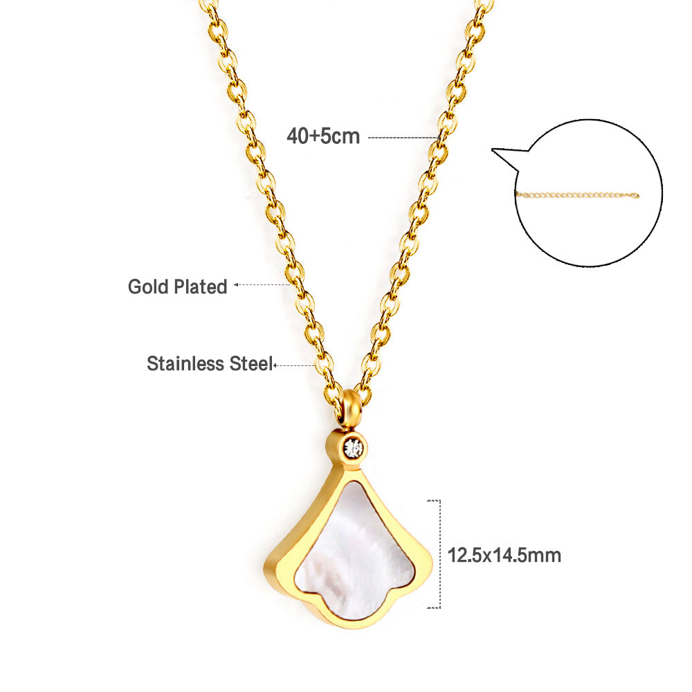 2023 New Bud Shape Black And White Shell Pendant With Diamonds Necklace