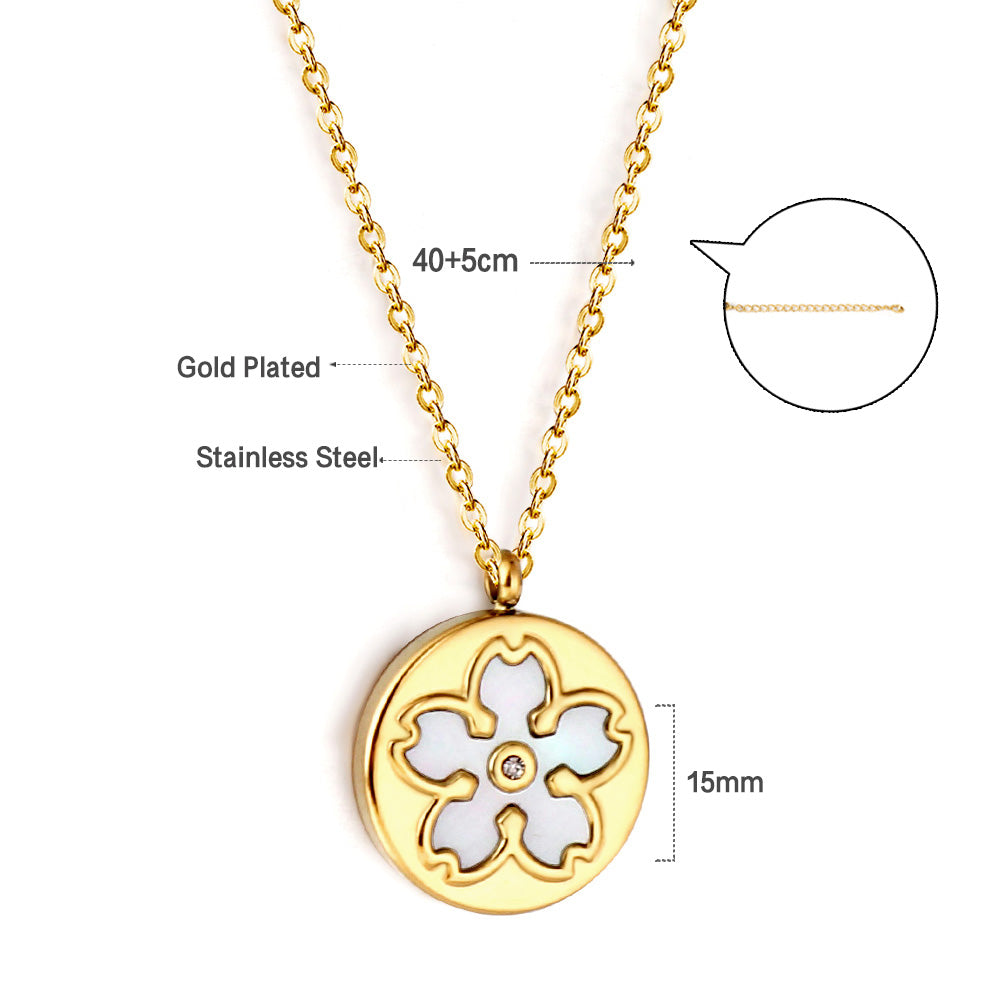 New Fashion Round White Shell Pendant with Diamond Necklace