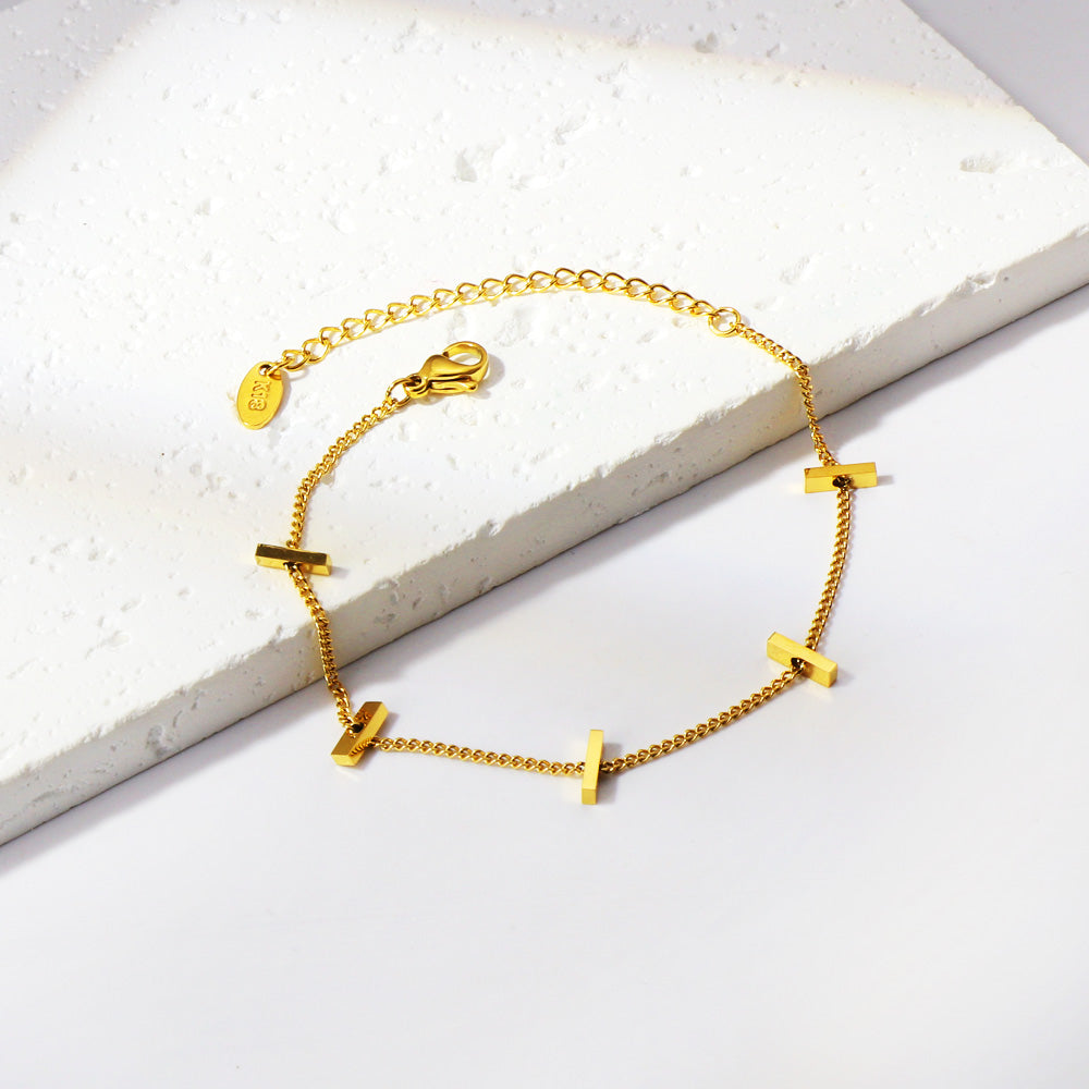 5 Rectangular Row Accessories Bracelet 16+5cm Gold