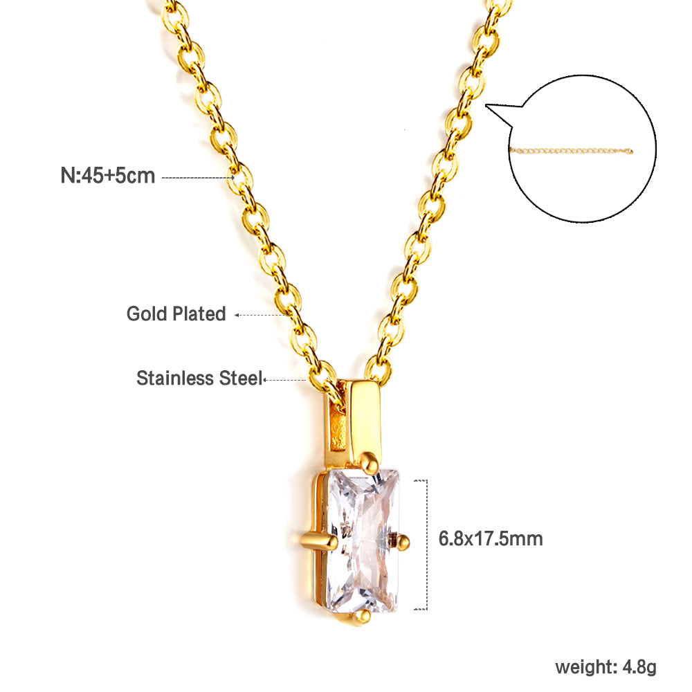 Zirconia pendant necklace with square