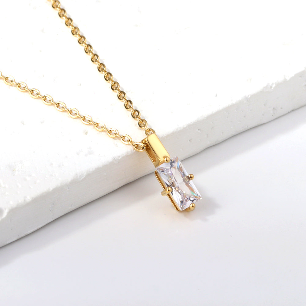 Zirconia pendant necklace with square