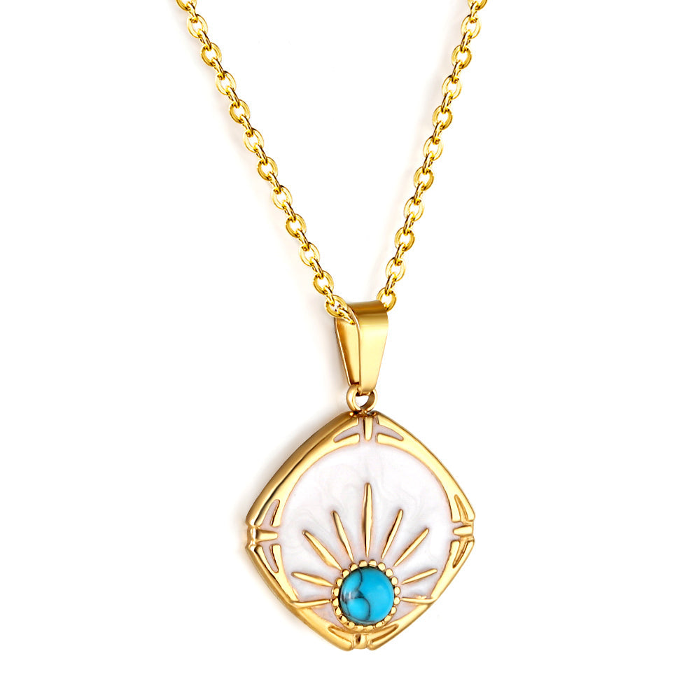Turquoise set eye pendant necklace