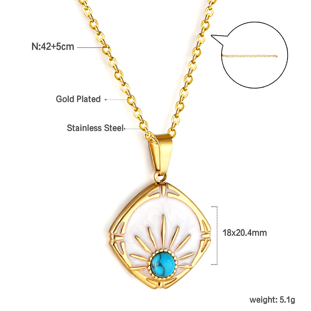 Turquoise set eye pendant necklace