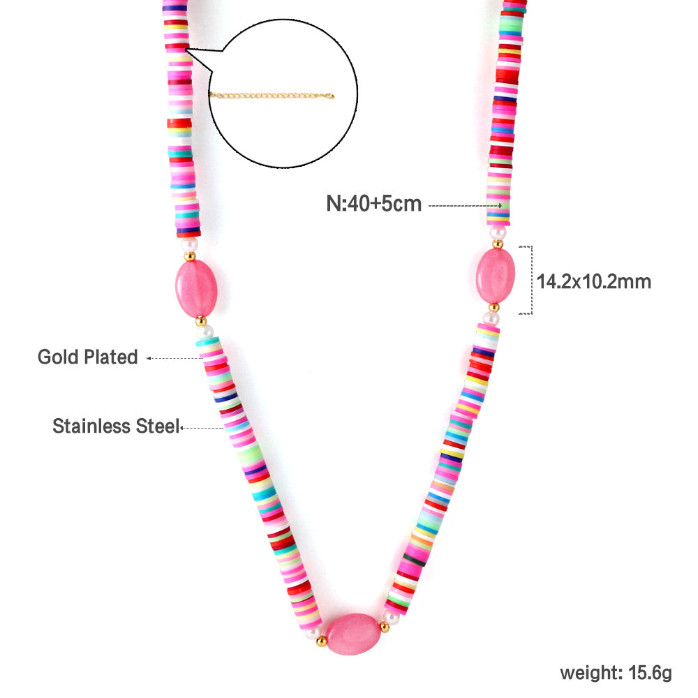 18K gold plated + 5 colors lariat necklace