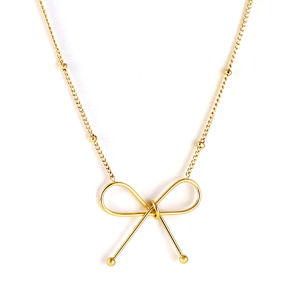 Wholesale 18K gold-plated bow pendant necklace