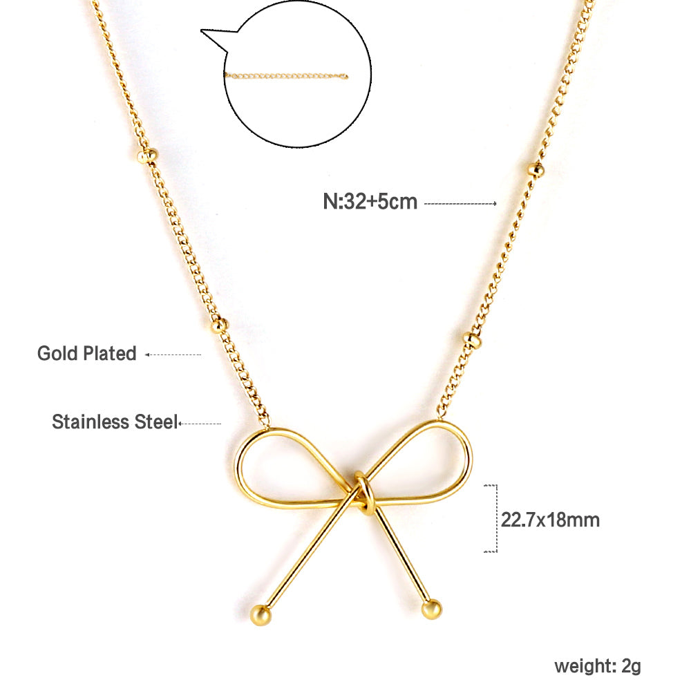 Wholesale 18K gold-plated bow pendant necklace