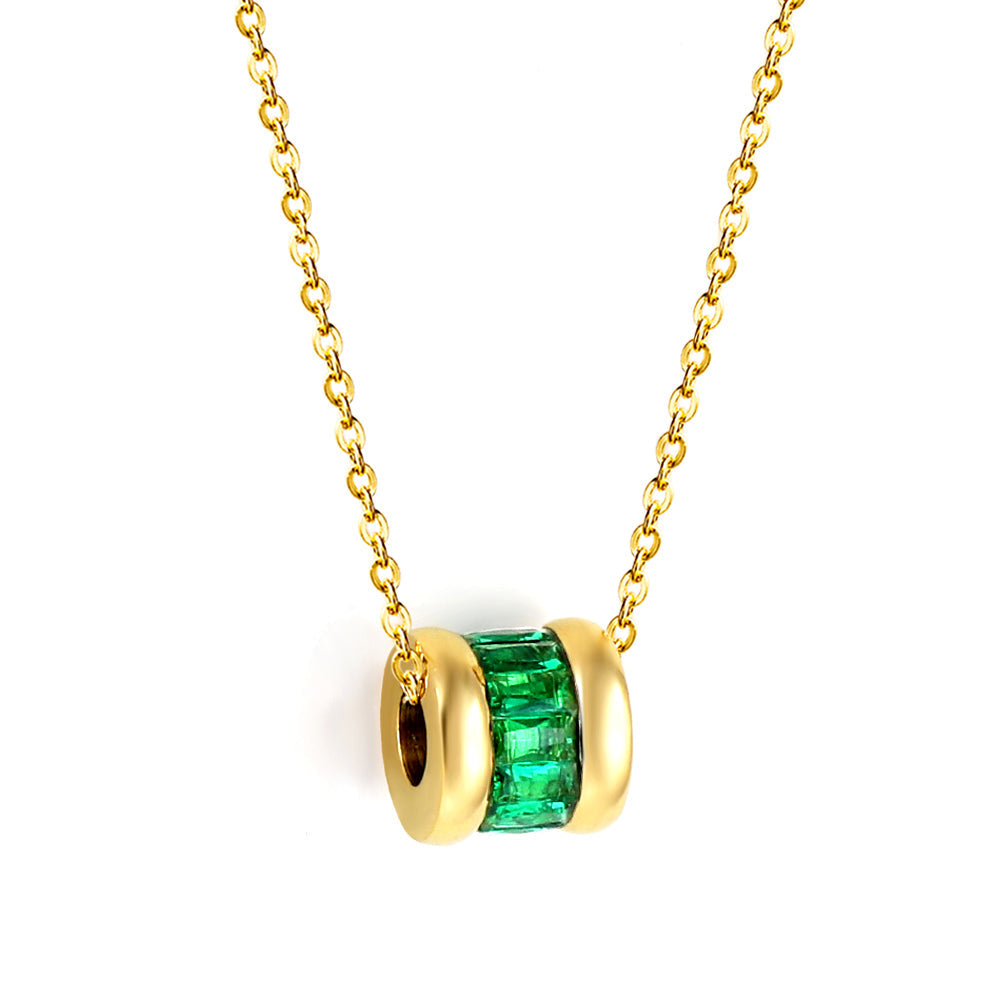 18K gold plated green CZ pendant necklace