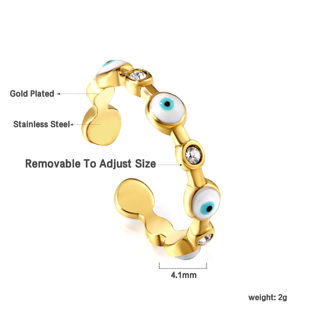 18K gold-plated stainless steel devil's eye opening ring titanium ring