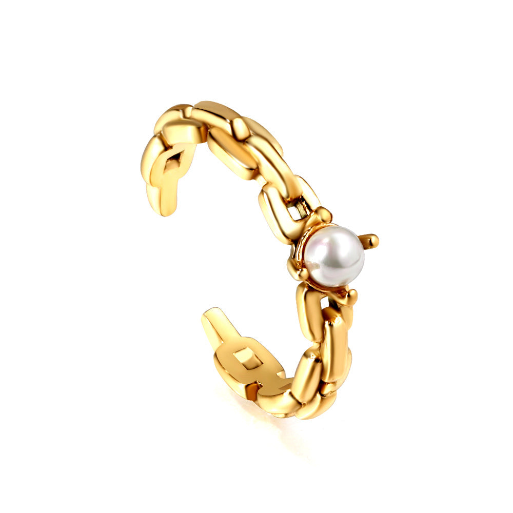 New freshwater pearl geometric shape hollow opening ring