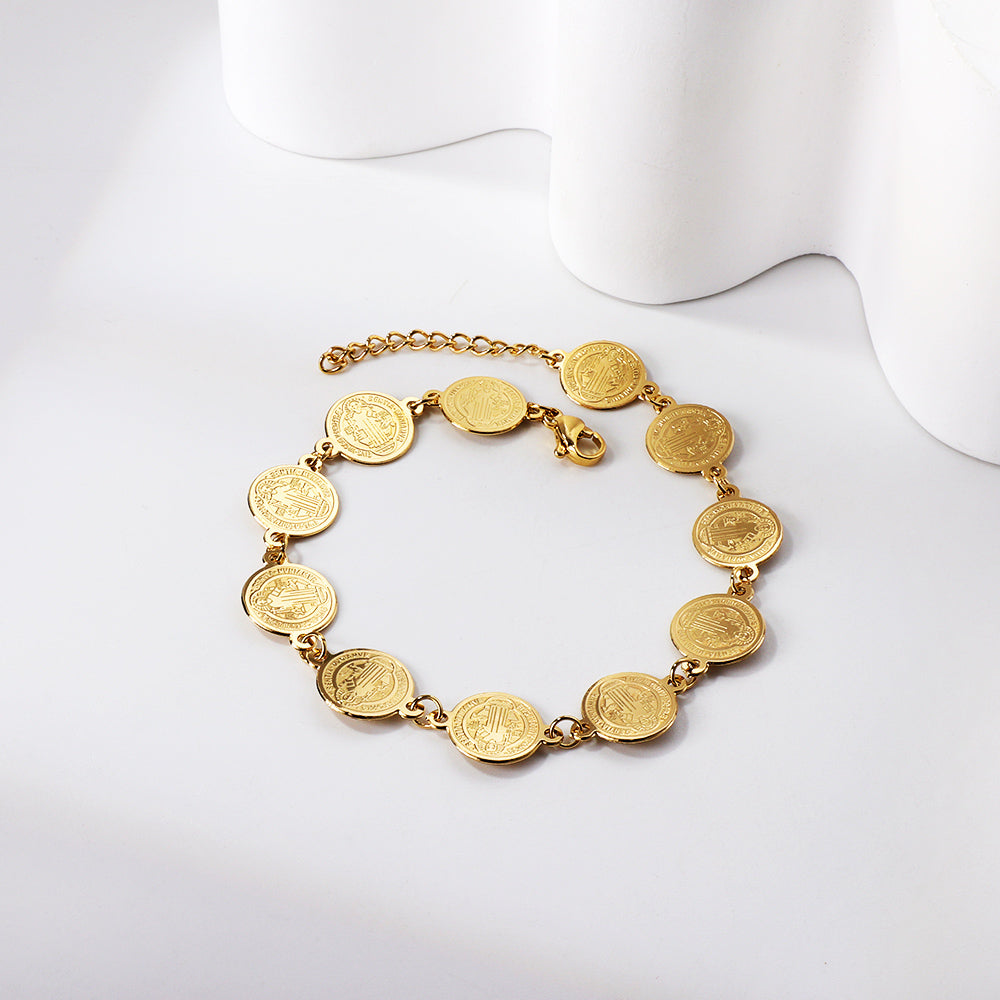 11 Round with Portrait Charm Bracelet 20+3cm