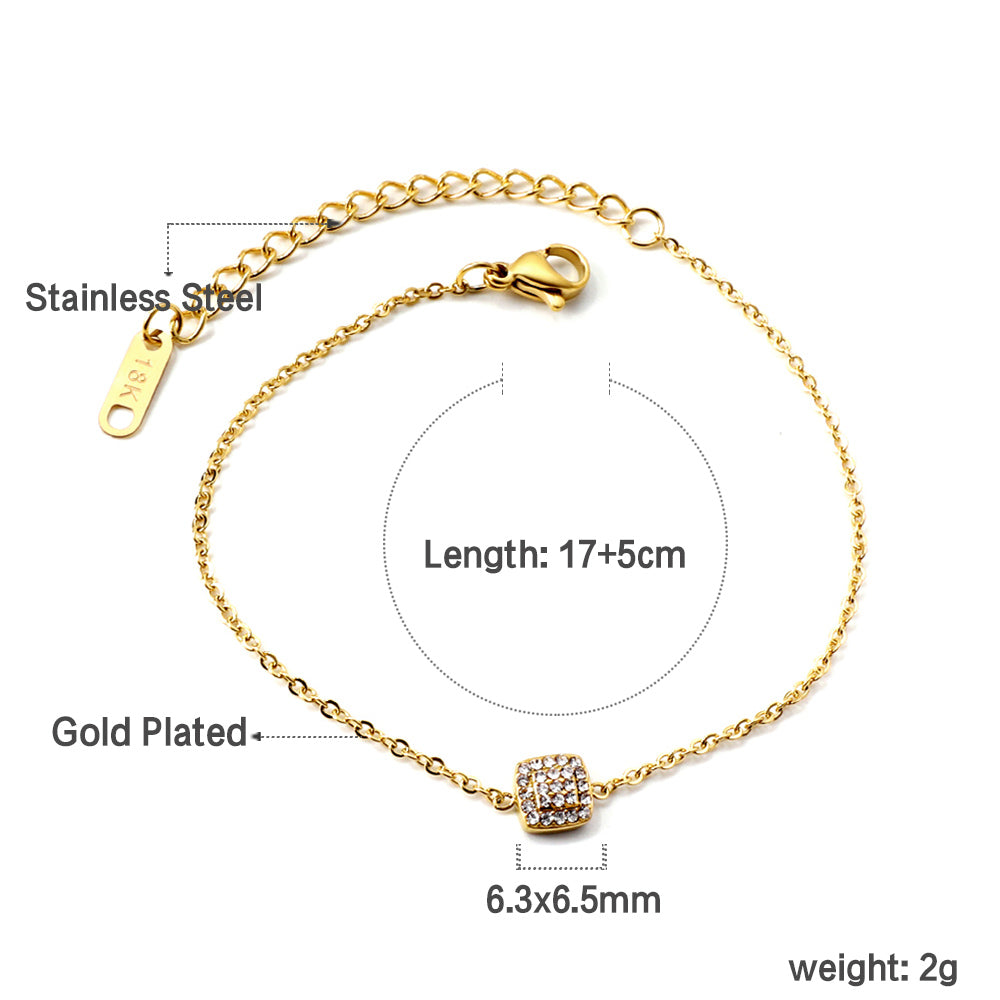 Square diamond pendant bracelet 17+5cm