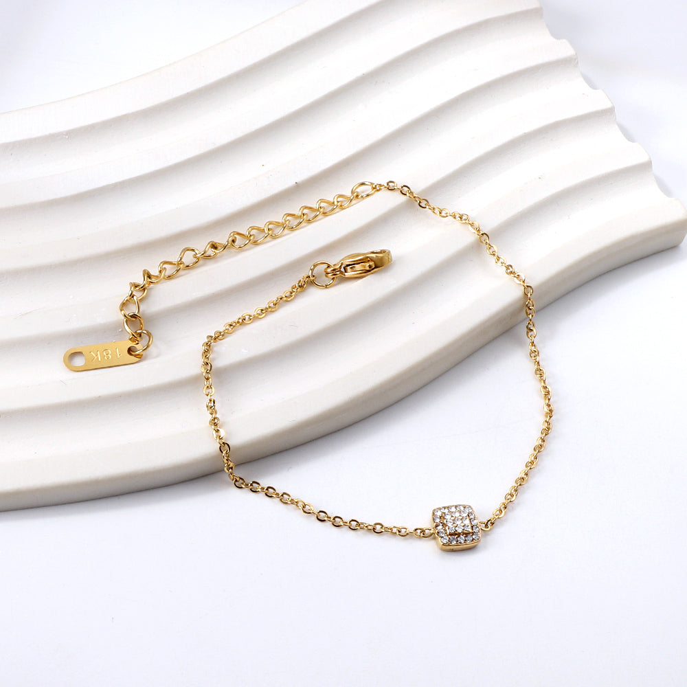 Square diamond pendant bracelet 17+5cm