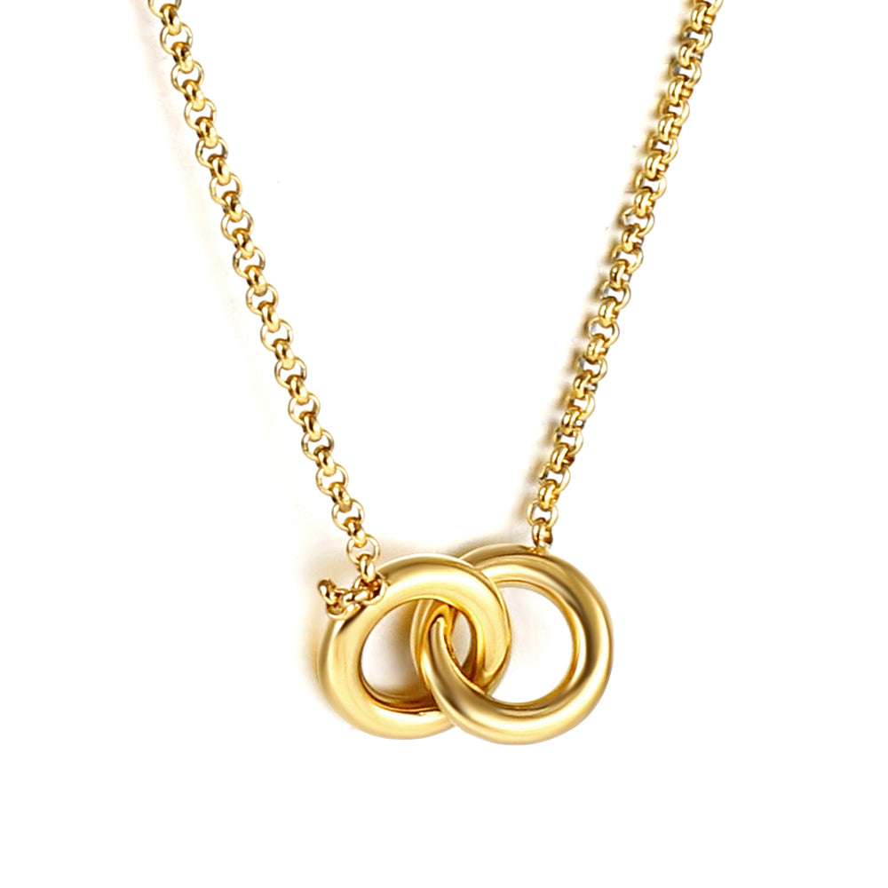 Wholesale Double circle pendant necklace 40+5m