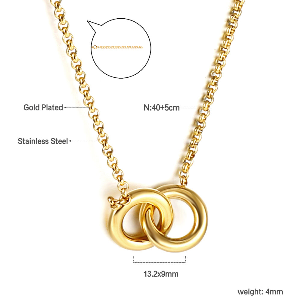 Wholesale Double circle pendant necklace 40+5m