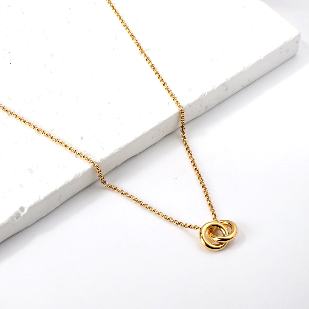Wholesale Double circle pendant necklace 40+5m