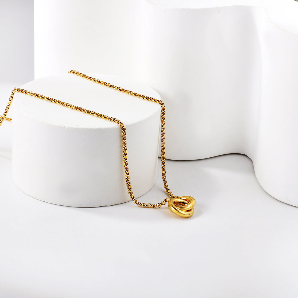 Wholesale Double circle pendant necklace 40+5m