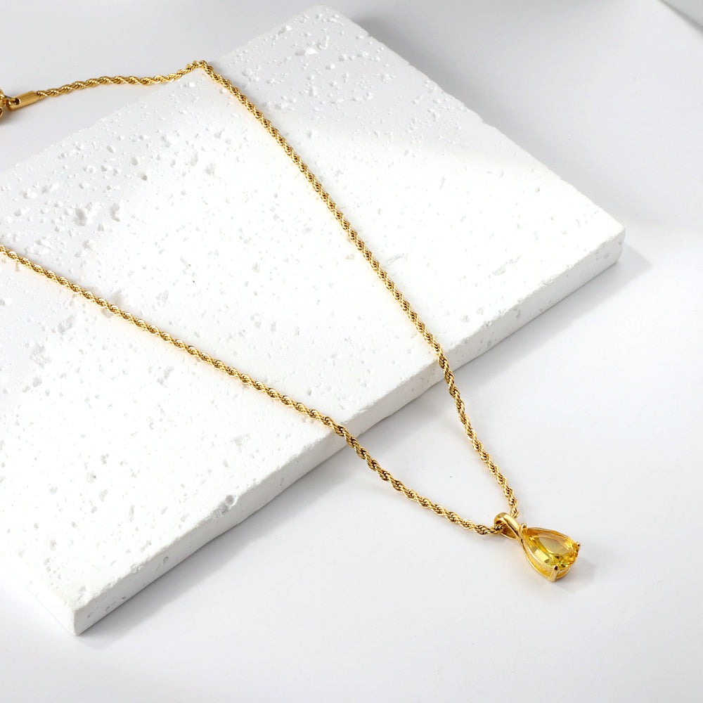 Multi-color Drop Diamond Pendant Necklace 40+5cm