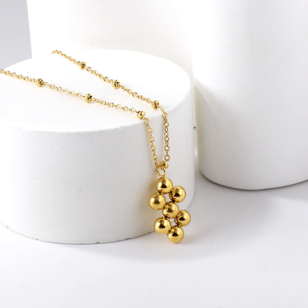 7 steel beads pendant necklace 40+5cm