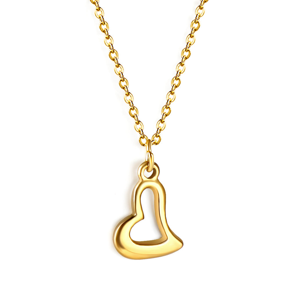 Wholesale Crooked Heart Circle Pendant Necklace 40+5cm