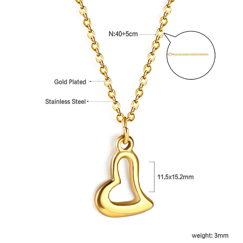 Wholesale Crooked Heart Circle Pendant Necklace 40+5cm