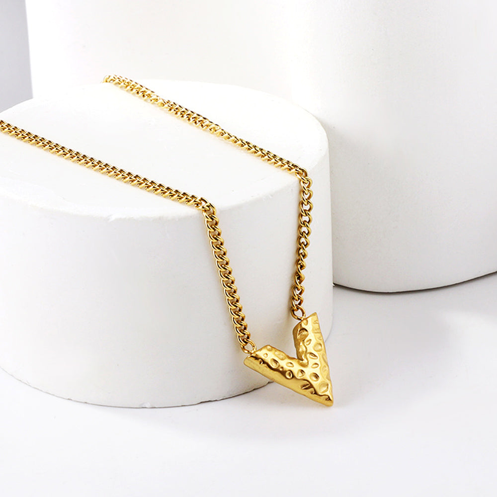 V-convex pendant necklace 40+5cm gold color