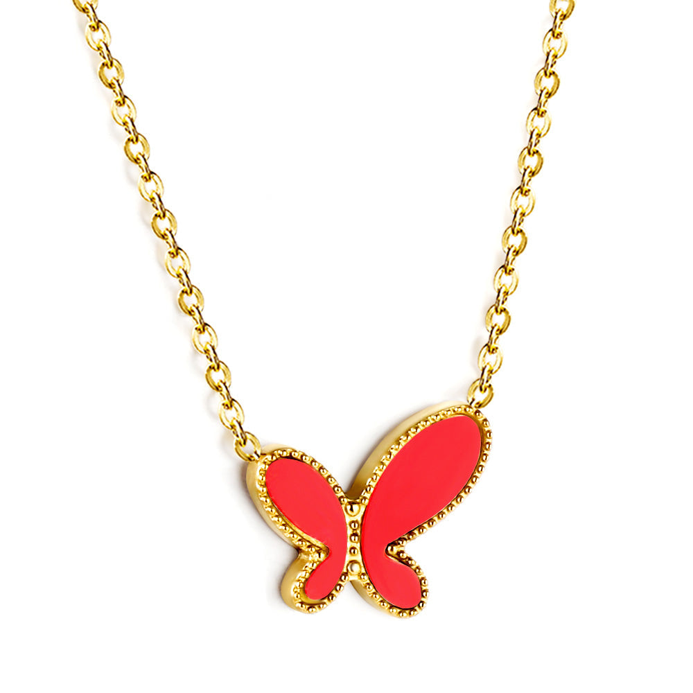 Red Butterfly Pendant Necklace 40+6cm