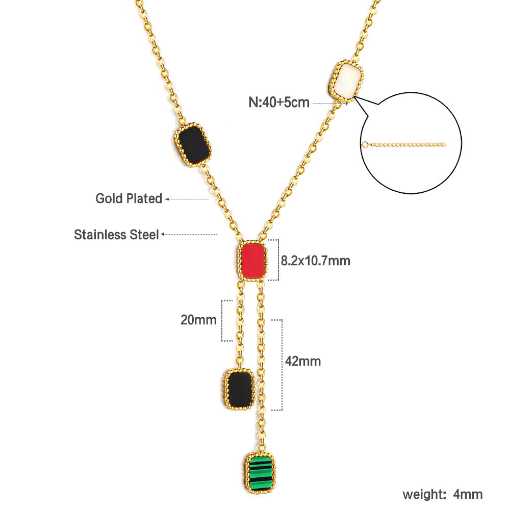 5 Rectangular White & Mixed Color Shell Pendant Necklace 40+5cm