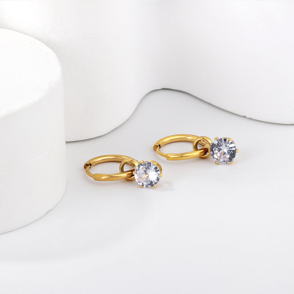 1.5x12mm circle with round white diamond earrings