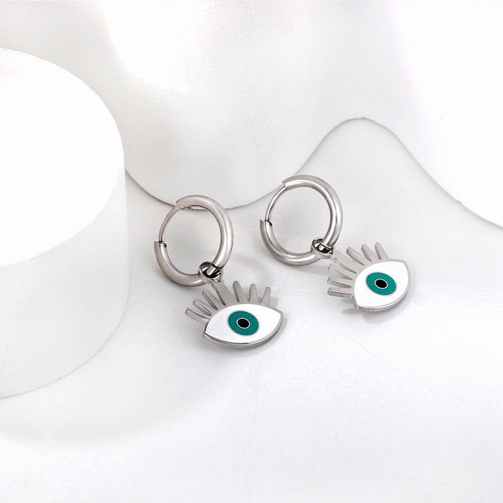 1.6x11mm Circle with Mixed Color Eyes Stud Earrings