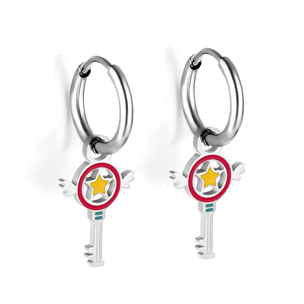 1.6x11mm Circle with Mixed Color Magic Wand Earrings