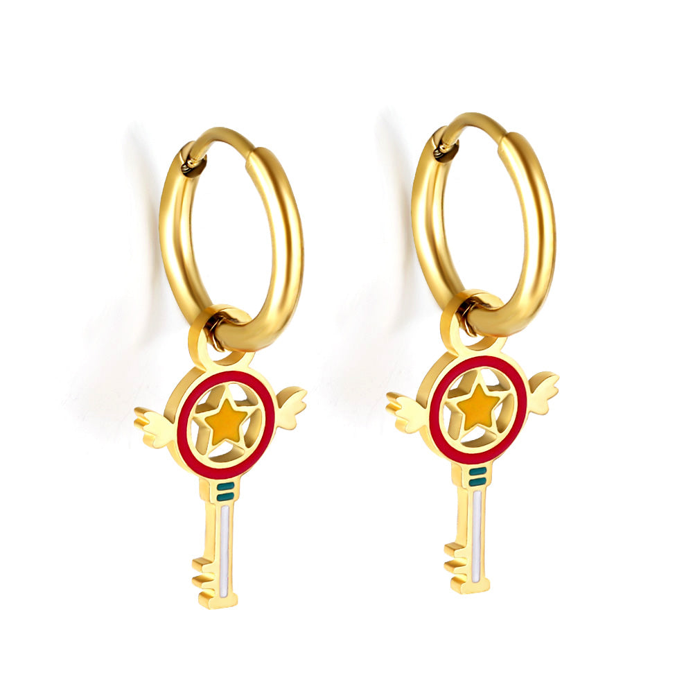 1.6x11mm Circle with Mixed Color Magic Wand Earrings