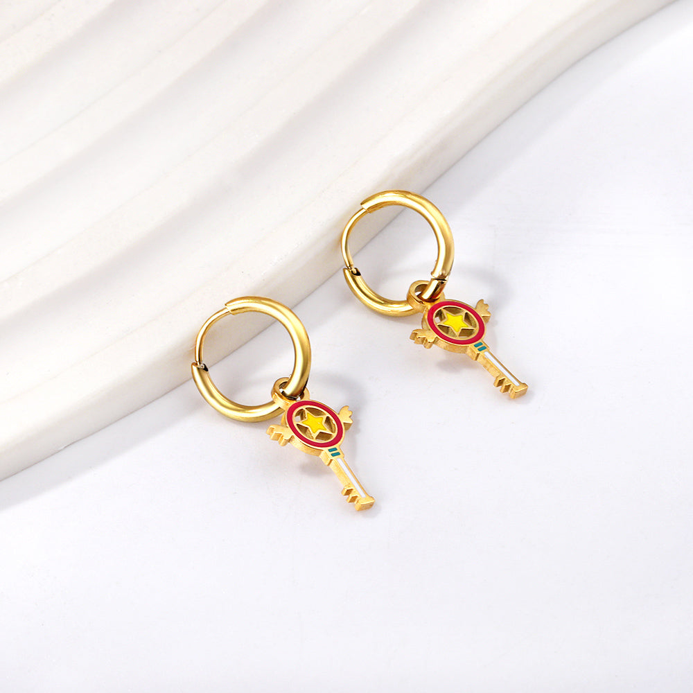1.6x11mm Circle with Mixed Color Magic Wand Earrings