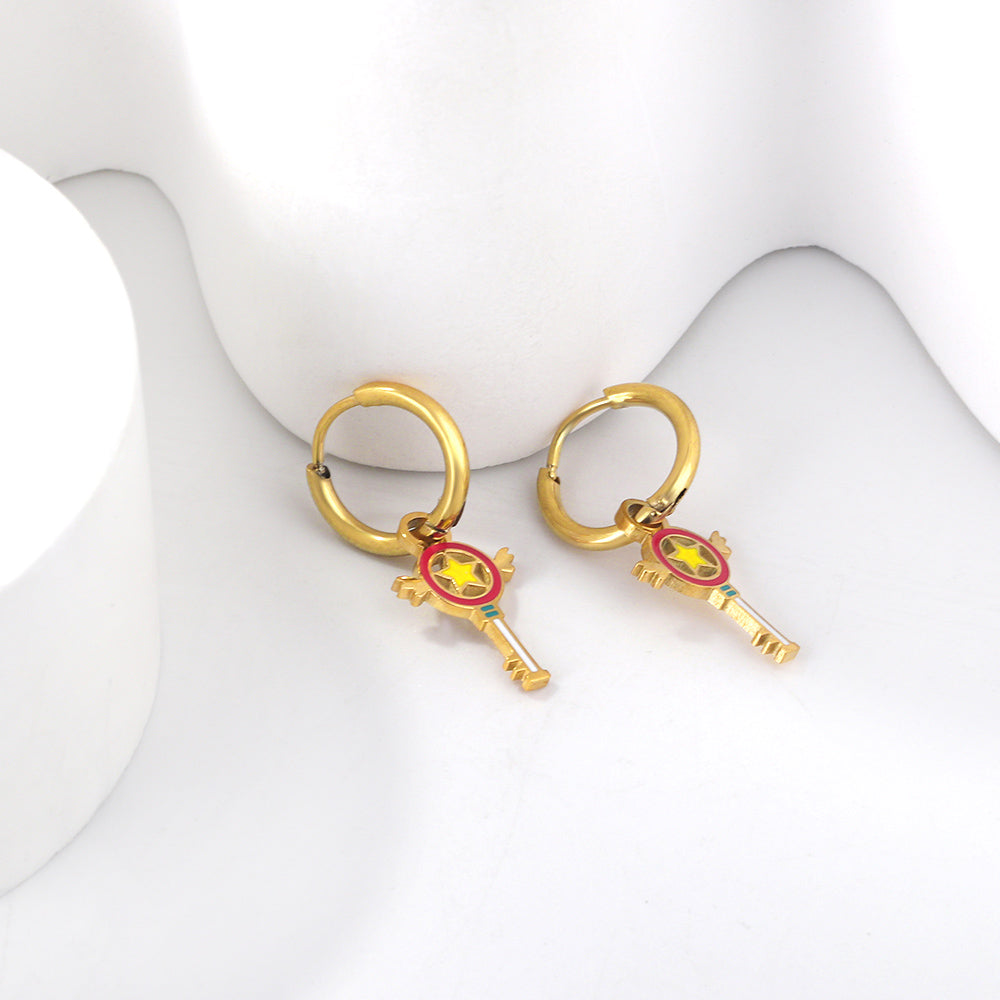1.6x11mm Circle with Mixed Color Magic Wand Earrings