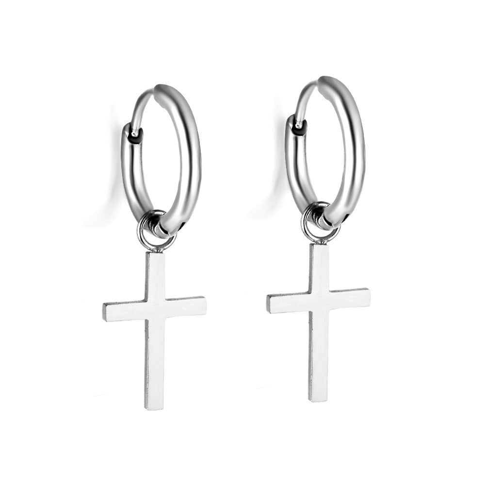 1.6x13.5mm Circle with Cross Earrings