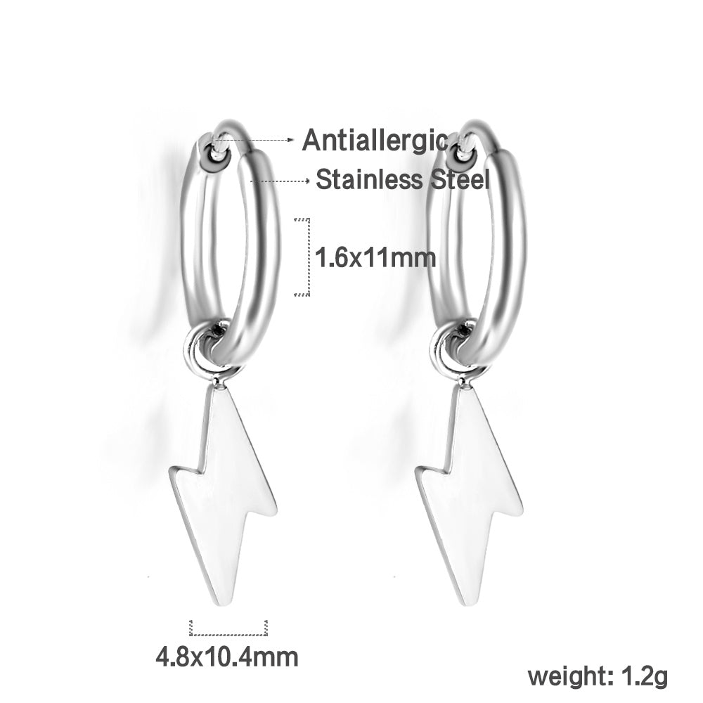 1.6x11mm Round & Lightning Earrings Dangle