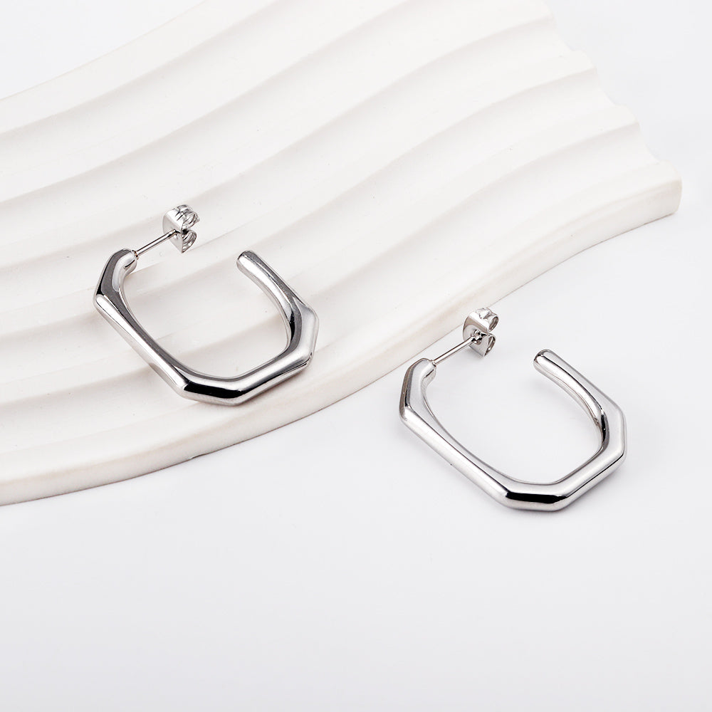 Steel color rectangular ear clasp 3.5*22.5*29.5mm