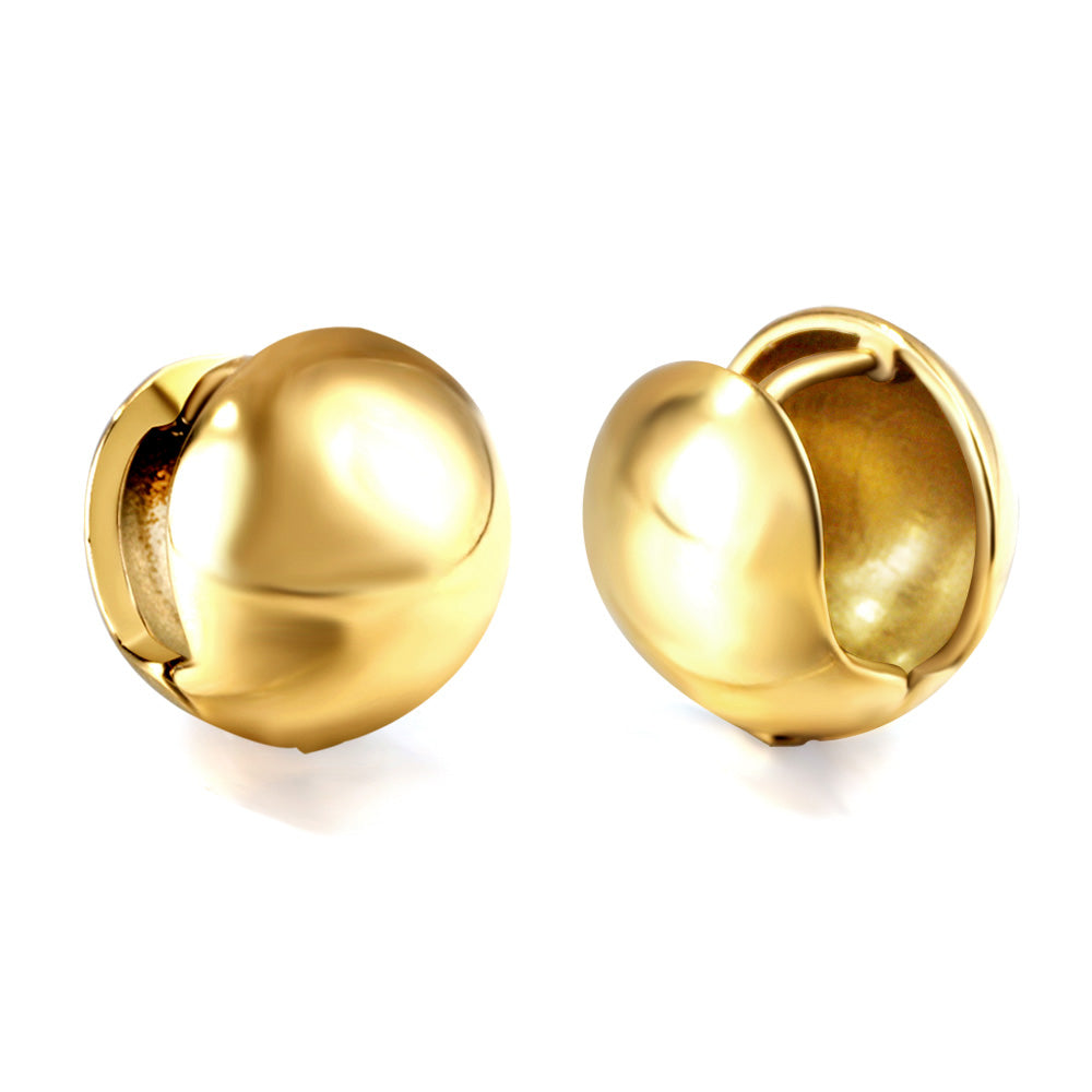 Steel-colored steel bead hollow ear clasp 15mm