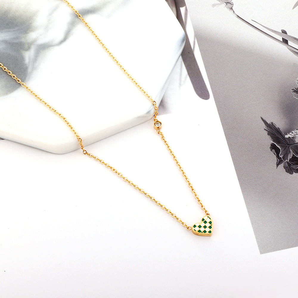 Heart-shaped Mixed Color Accessories Enamel Girls Kids Jewelry With Diamond Necklace