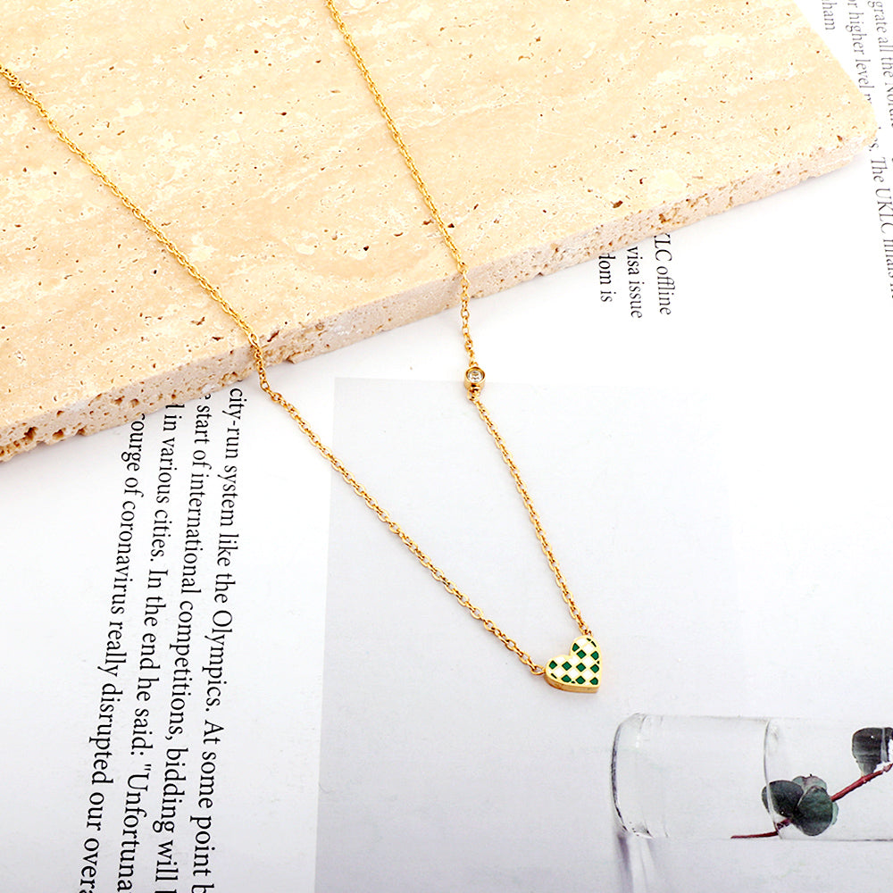 Heart-shaped Mixed Color Accessories Enamel Girls Kids Jewelry With Diamond Necklace