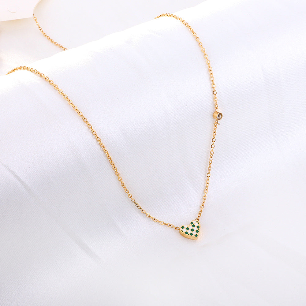 Heart-shaped Mixed Color Accessories Enamel Girls Kids Jewelry With Diamond Necklace